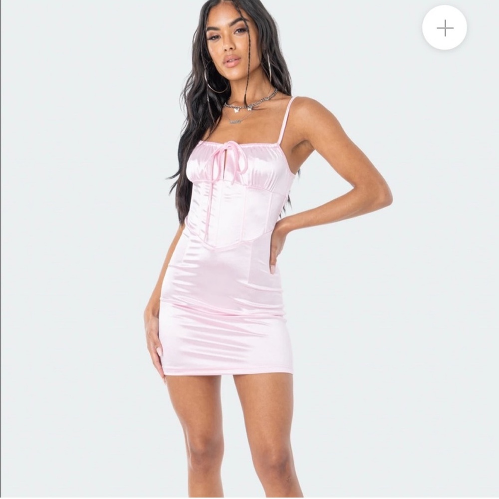Satin corset dress by Edikted